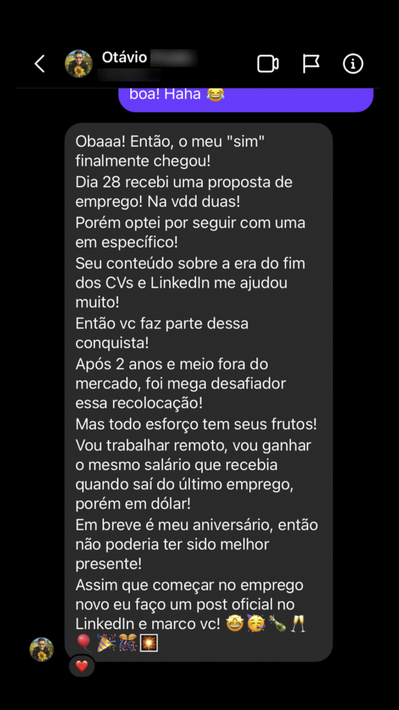 Otávio se recolocou após 2 anos e meio fora do mercado de trabalho. Conseguiu um trabalho remoto para ganhar em dólar!